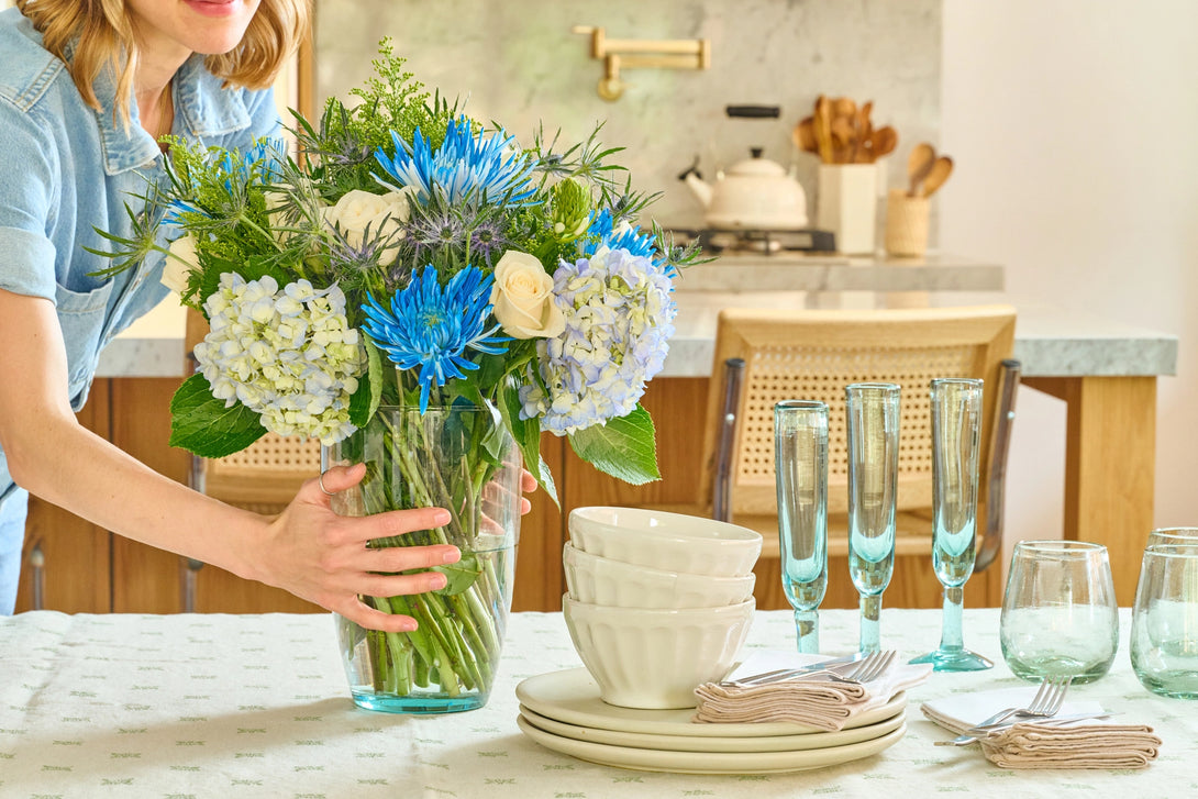 blue and white rose petals