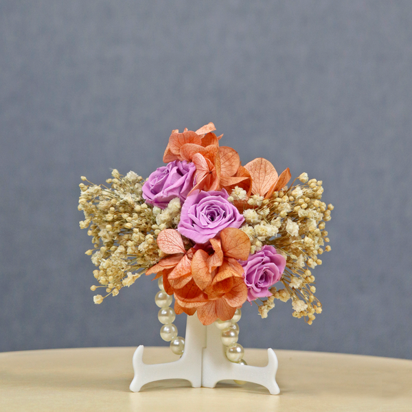 PRESERVED FLOWER BOUTONNIERE + CORSAGE COMBO – CORAL & LILAC (PACK OF 8)